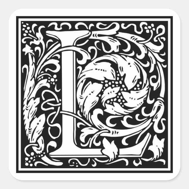 Sticker Carré William Morris Alphabet "L" (Devant)