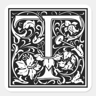 Sticker Carré William Morris Alphabet "T"
