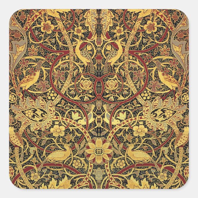 Sticker Carré William Morris Bullerswood Tapisserie Faux (Devant)