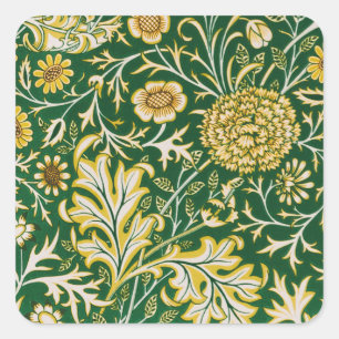 Sticker Carré William Morris Cherwell Motif Floral Vert
