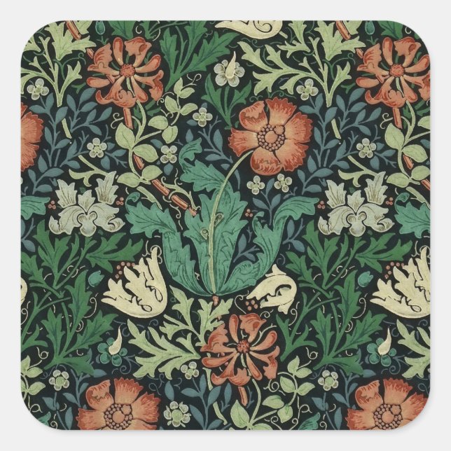 Sticker Carré William Morris Compton Floral Art (Devant)