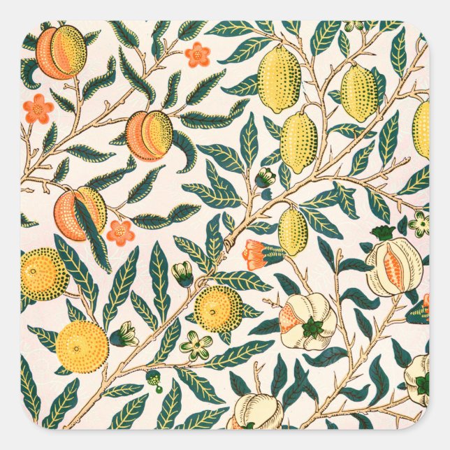 Sticker Carré William Morris Fruit grenade Ornement blanc (Devant)