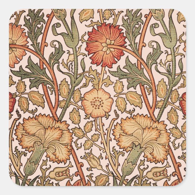 Sticker Carré William Morris Rose Flower Fond d'écran Motif (Devant)