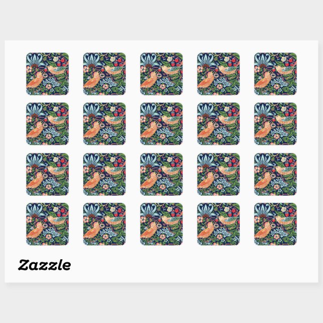 Sticker Carré William Morris Strawberry Thief (Feuille)