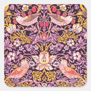 Sticker Carré William Morris Strawberry Thief Version violette