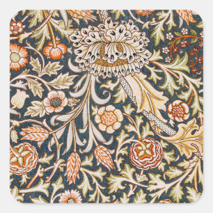 Sticker Carré William Morris Vintage Trent Motif Floral Bleu