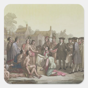 Sticker Carré William Penn négociant le traité menant à