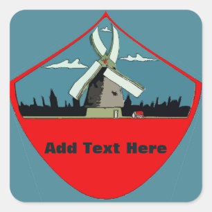 Sticker Carré Windmill Red Round Ajouter un texte