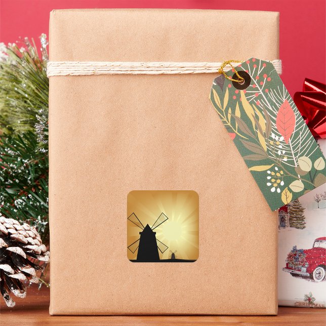 Sticker Carré Windmills Sunrise (Créateur téléchargé)