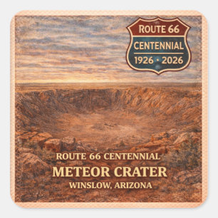 Sticker Carré Winslow Arizona Meteor Crater Centenaire