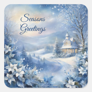 Sticker Carré Winter Wonder Salutation personnalisée Votre texte
