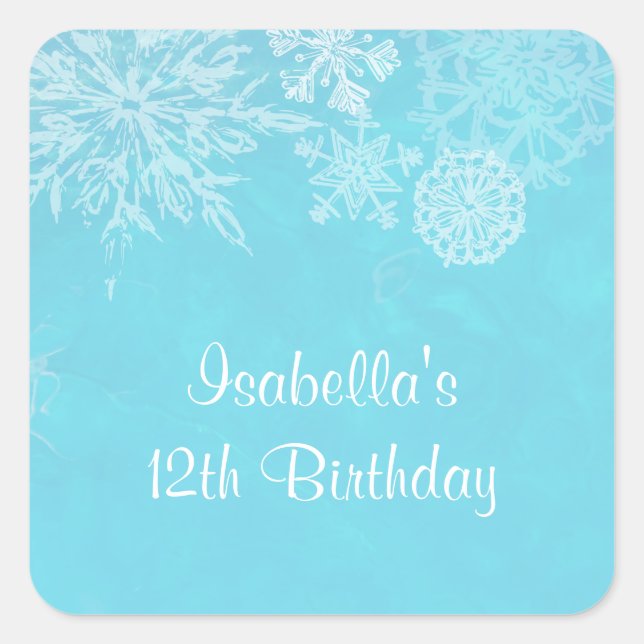 Sticker Carré Winter Wonderland Snowflake Froid Anniversaire (Devant)
