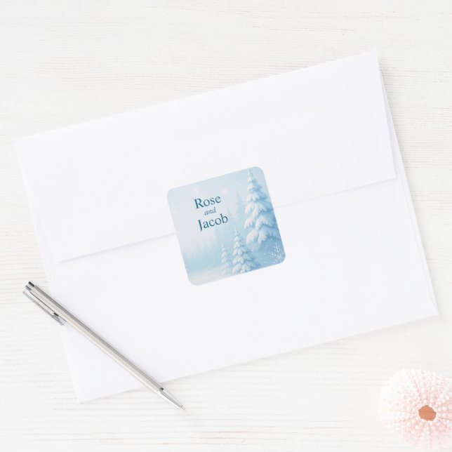 Sticker Carré Winter Wonderland Wedding  (Enveloppe)