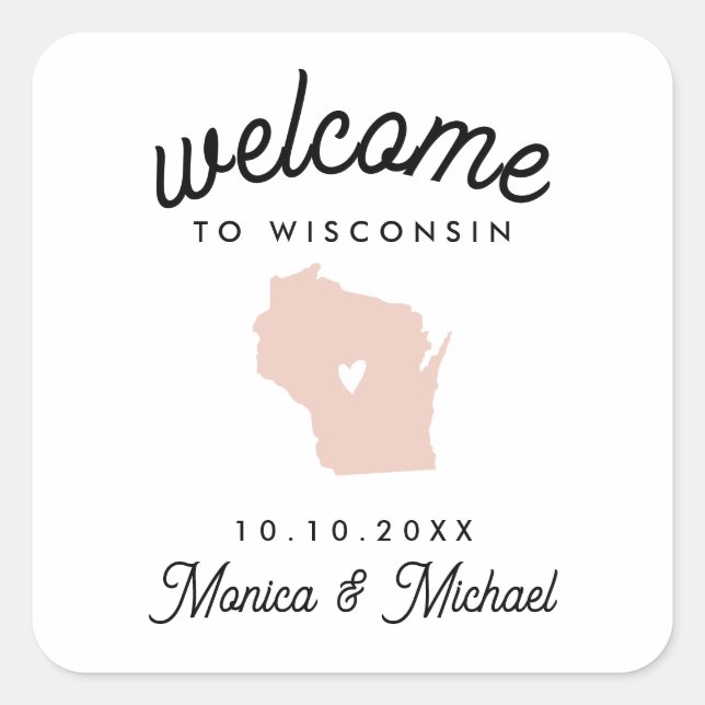 Sticker Carré WISCONSIN Destination Mariage N'IMPORTE QUELLE COU (Devant)