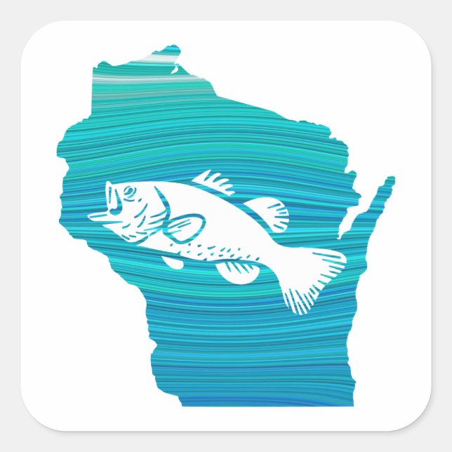 Sticker Carré Wisconsin Wisconsin Pêche (Devant)