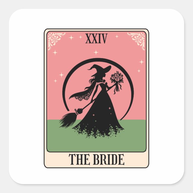 Sticker Carré witch bride tarot mystical Bachelorette Party  (Devant)