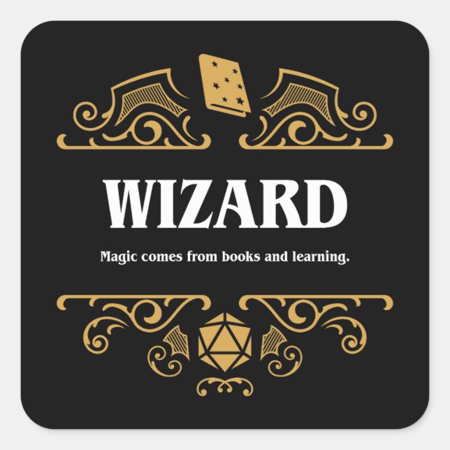 Sticker Carré Wizard Classe Tablett Jeu RPG (Devant)