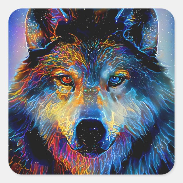 Sticker Carré Wolf de l'esprit mystique (Devant)