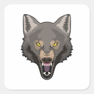 Sticker Carré Wolf en colère