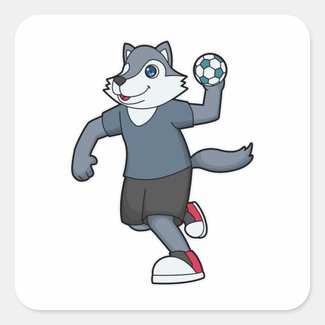 Sticker Carré Wolf Handball joueur Handball (Devant)
