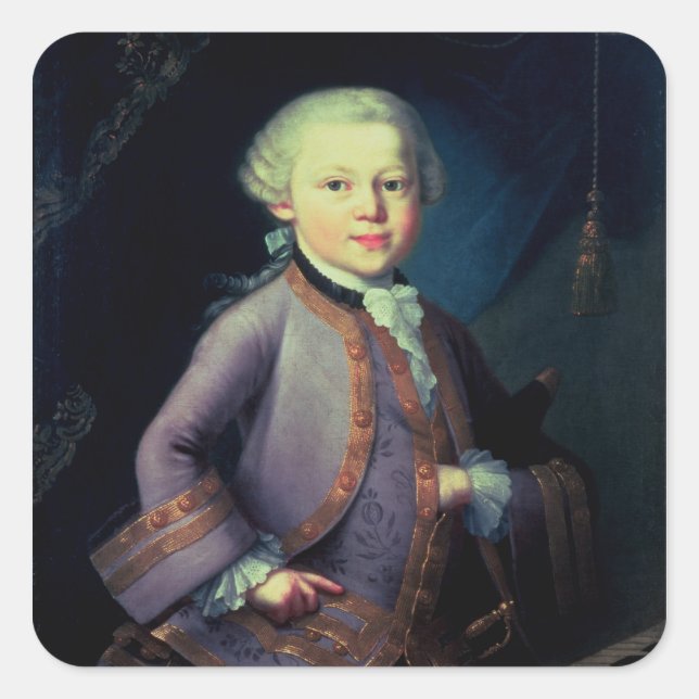 Sticker Carré Wolfgang Amadeus Mozart, 1763 (Devant)