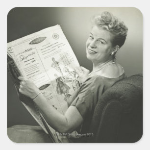Sticker Carré Woman Sitting in chaise