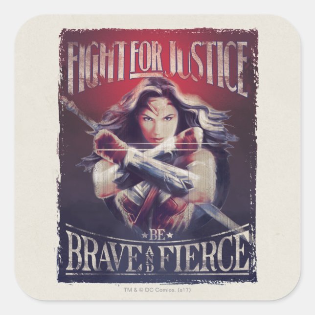 Sticker Carré Wonder Woman Lutte Pour La Justice (Devant)