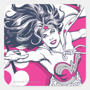 Sticker Carré Wonder Woman Retro Glam Character Art