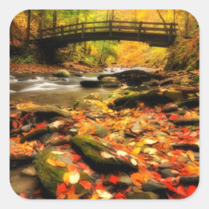 Sticker Carré Wooden Bridge and Creek
