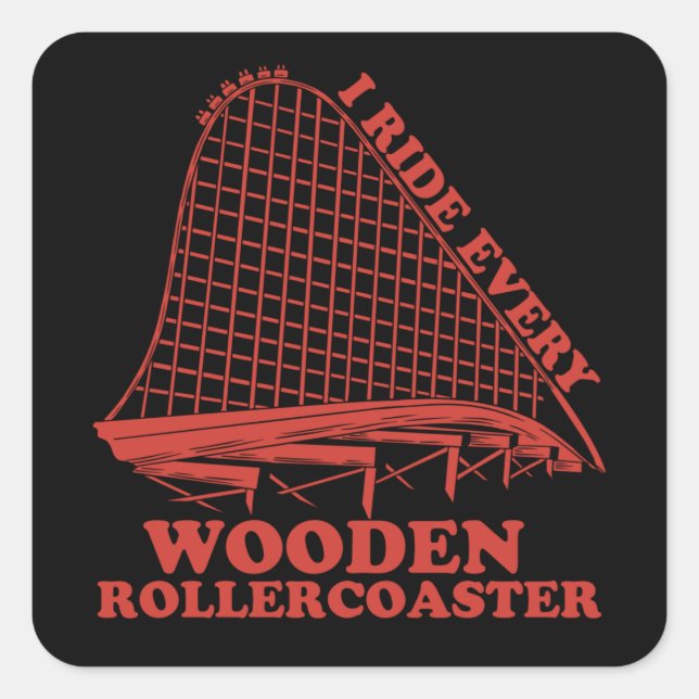 Sticker Carré Wooden Rollercoaster Amusement Park Cadeau (Devant)