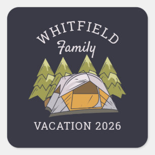 Sticker Carré Woodlands Camping Voyage Famille Réunion Personnal