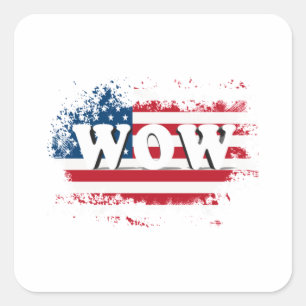 Sticker Carré WOW USA Free Day T-shirt Classic