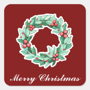 Sticker Carré Wreath de Noël