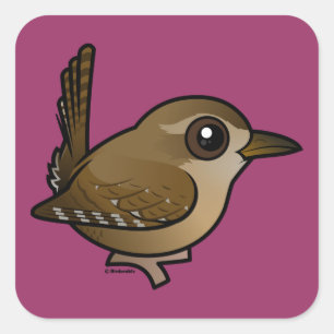 Sticker Carré Wren eurasien Birdable