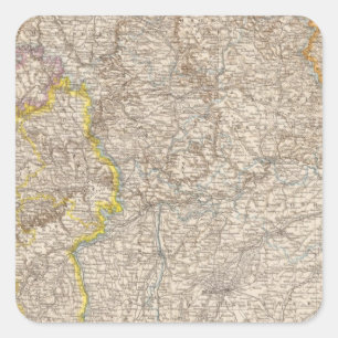 Sticker Carré Wurttemberg, Bayern Atlas Carte de l'Allemagne