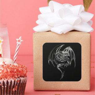 Sticker Carré Wyvern Dragon are Imaginaire Mythical Creatures Cl