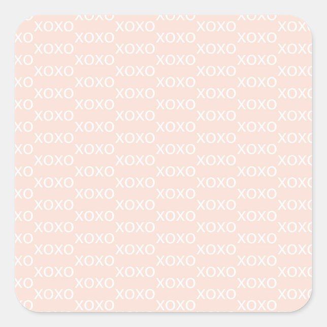 Sticker Carré Xoxo rose et blanc Saint Valentin (Devant)