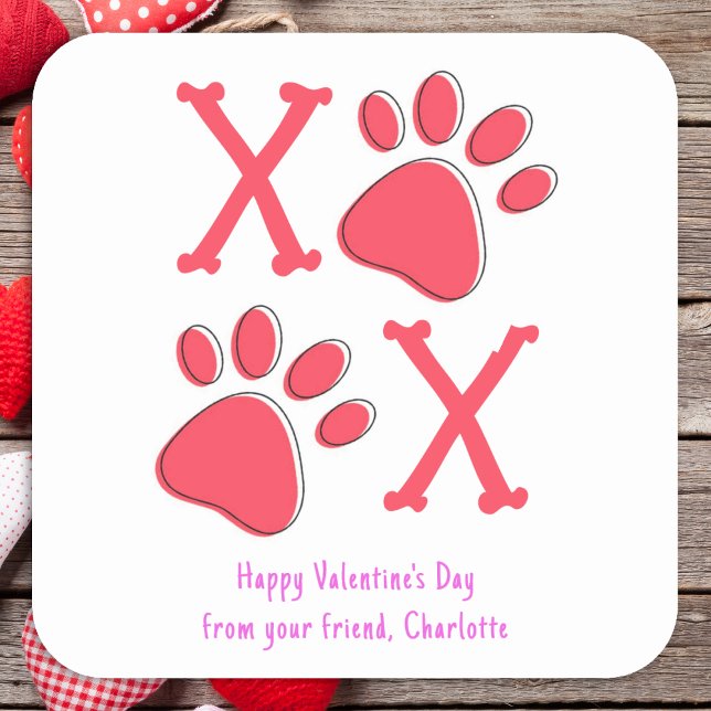 Sticker Carré XOXO Valentines Amoureux des chiens Jour Photo pou (Créateur téléchargé)