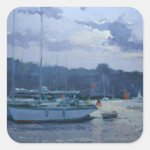 Sticker Carré yachts amarrés en fin d'après-midi