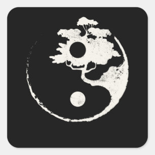 Sticker Carré Yang Bonsai Tree Enso Circle Zen