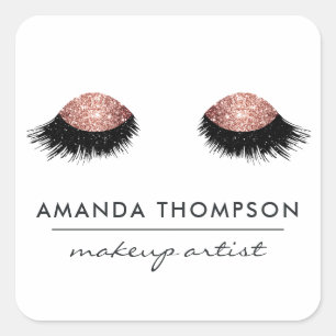 Sticker Carré Yeux Pailletés Rose Gold