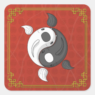 Sticker Carré Yin et Yang l'autocollant Koi