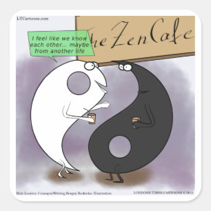 Sticker Carré Yin Rencontre Yang Zen Drôle