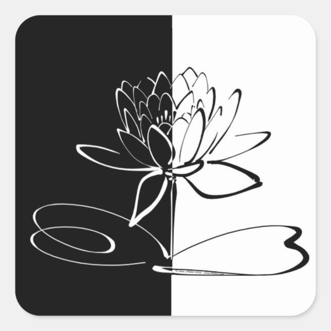 Sticker Carré Yin Yang Black Lotus Blossom (Devant)