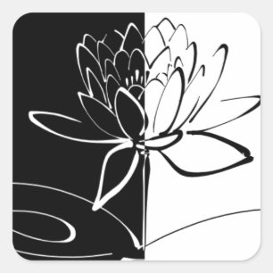 Sticker Carré Yin Yang Black Lotus Blossom