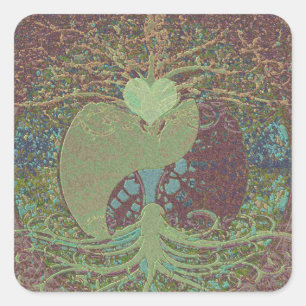 Sticker Carré Yin Yang en Brown
