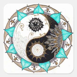Sticker Carré Yin Yang Mandala