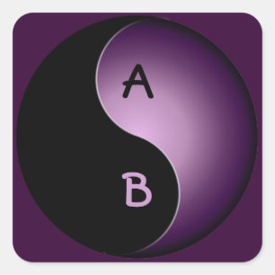 Sticker Carré yin yang monogramme - violet