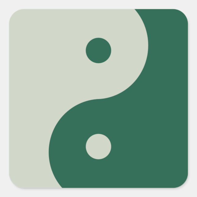 Sticker Carré Yin Yang Sage Green (Devant)
