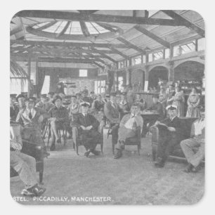Sticker Carré YMCA Hostel, Piccadilly, Manchester, c.1910